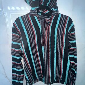Vibrant striped Baja hoodie - boho surf style pullover